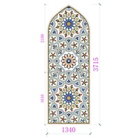 Mosaïque géométrique islamique en marbre pour mosquée, motif incrusté au jet d'eau, carrelage de sol en pierre pour mosquée