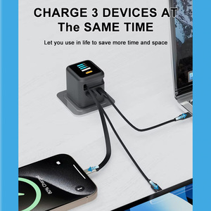 Chargeur rapide GaN 70W pour ordinateur portable, adaptateur de voyage pliable universel avec écran TFT, ports PD3.0 <span class=keywords><strong>PPS</strong></span> 2C1A, comprend appareil photo et écouteurs - Product Image 5