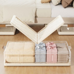 Boîte <span class=keywords><strong>de</strong></span> <span class=keywords><strong>rangement</strong></span> multifonctionnelle empilable <span class=keywords><strong>sous</strong></span> le <span class=keywords><strong>lit</strong></span> en <span class=keywords><strong>plastique</strong></span> pliable avec couvercle - Product Image 4