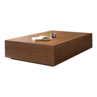 Nouvelle table basse en bois massif style moderne 2026, design minimaliste du milieu du siècle, avec rangement pour salon, couleur noyer