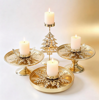 Plateau à bougies moderne en fer doré 661, motif flocon de neige, arbre, papillon, support décoratif pour bougies, éclairage pour la maison, les fêtes, les mariages, les vacances