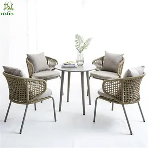 Furnitur Seni Taman Impor Kustom Buatan Tangan Tali Tenun Kursi Lengan Mewah Luar Wingback Kursi Makan