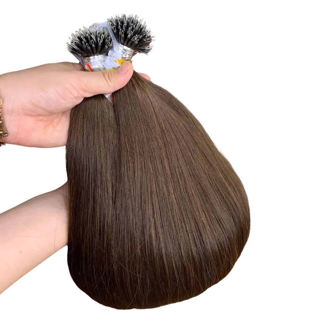 Nano Tip cheveux humains raides Remy du Vietnam vente en gros faisceaux 100% kératine Nano Tip couleur cheveux vierges fabriqués au Vietnam