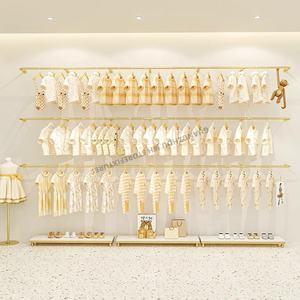 儿童商店定制节省空间精品金色衣架不锈钢壁挂式服装架服装店 - Product Image 2