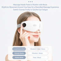 Masseur oculaire portable avec musique Bluetooth, appareil de soin des yeux, masque de sommeil, massage musculaire, cadeau pour maman et papa