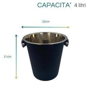 Secchiello per Ghiaccio in Acciaio Inox Nero 22x21 Cm Capacità 4 Litri con Manici per Raffreddare il Champagne - Product Image 2