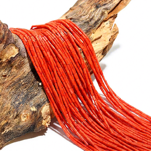 Cuentas de Coral Natural de Taiwán AAA+ Lisas en Forma de Tubo, 15 Pulgadas, Personalizables para la Fabricación de Joyería - Product Image 1