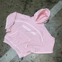 Sweat-shirt à capuche rose personnalisé pour homme avec bordure réfléchissante contrastante et détails effilochés, style streetwear, OEM ODM