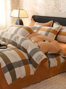 Juego de cama de algodón con estampado de patrón geométrico, funda nórdica de 4 piezas, edredón bordado blanco, tamaño King, juego cómodo para el hogar - Product Image 5