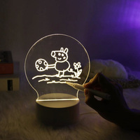 Mini lampe de nuit LED industrielle en acrylique et tableau d'affichage avec piles AAA, pour appartement, commande tactile, intensité réglable, base en ABS