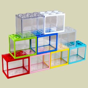 Magnifique petit aquarium pour poissons rouges, petit aquarium de bureau, arrangement en blocs, aquarium transparent à 6 trous, accessoires pour aquarium - Product Image 1