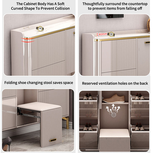 Étagère à chaussures en <span class=keywords><strong>bois</strong></span> moderne et luxueuse, personnalisée, avec siège, pour les entrées de maison, meubles en <span class=keywords><strong>bois</strong></span>, étagères à chaussures fines et minces, armoire de rangement pour chaussures - Product Image 5