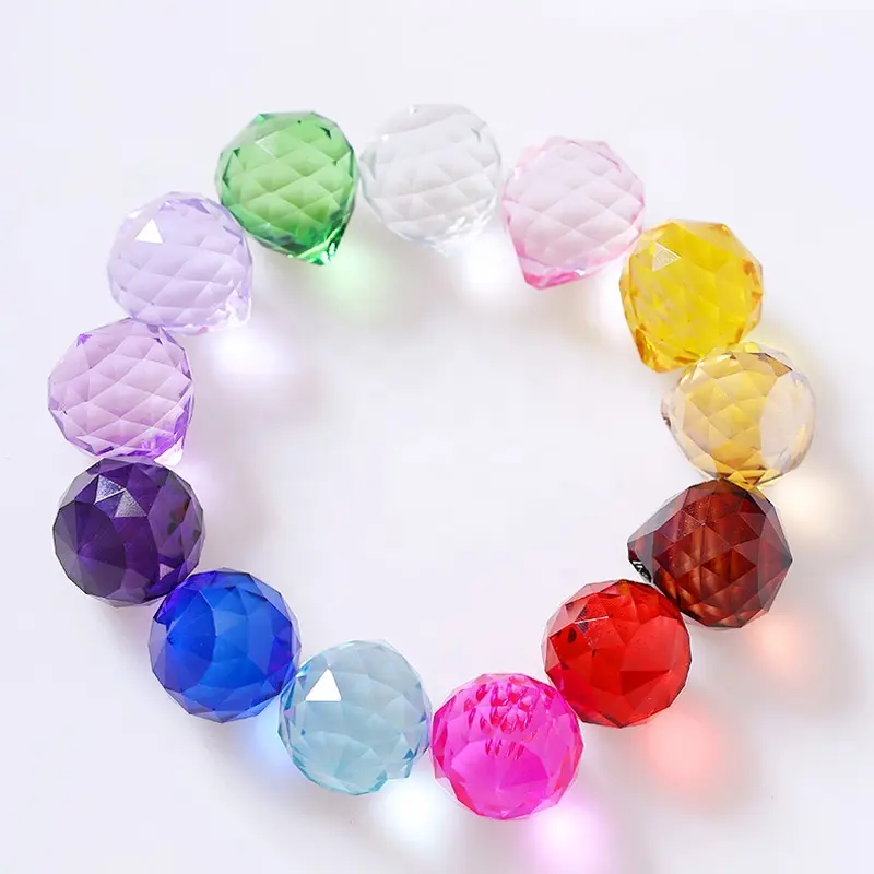 LIVRAISON GRATUITE 30mm 40mm Cristal Lustre Boule a Facette Prisme Pendentif Suspendu Pendentif Suncatcher Verre Boules