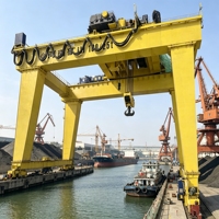 Promotion : Grue portique à double poutre montée sur rail, renforcée, résistante au vent, 25 tonnes, pour opération en cour préfabriqué de grande envergure
