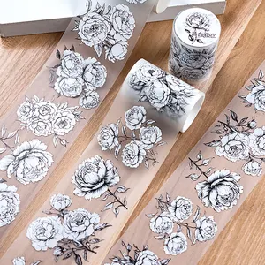 Floral Matte PET Tape Customized Scrapbook Decorative PET Washi Tapes Stickers Roll Journal Stickers washi tape for journaling