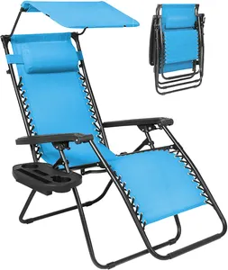 Sillón reclinable de gravedad cero portátil para exteriores de alta calidad, silla plegable para playa, Patio, tumbonas para piscina, sillas con sombrilla