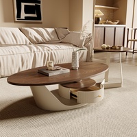 Table basse ovale moderne et silencieuse en bois de pin massif, réglable, luxe léger, petit appartement, meubles de salon design