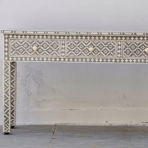Wholesale Price Bone Inlay Luxury White Console <b>Table</b> European Design Polished Handmade High Quality Hotel Home Furniture - Product Image 1