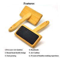 Baoli OEM Cepillo Gato 68x148mm bambou brosse pour animaux de compagnie nettoyage chien toilettage bambou Slicker et équipement à broches en acier inoxydable brosse pour animaux de compagnie