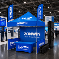 Tente de stand d'exposition commerciale personnalisée avec logo imprimé en couleur, faible MOQ, livraison rapide, économique, 10x10ft, 10x20ft