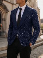 Nouvelle veste de costume formelle slim respirante pour homme 2026 avec paillettes et strass pour mariage et soirée