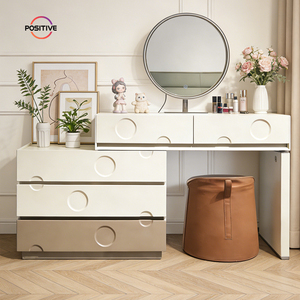 Table de toilette minimaliste moderne avec miroir, coiffeuse compacte pour petit appartement ou usage domestique - Product Image 3