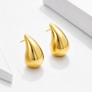 Boucles d'oreilles en forme de larme en acier inoxydable plaqué or 14 carats - Product Image 1