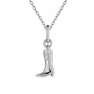 보석 미니멀리스트 14k 골드 쥬얼리 925 스털링 실버 카우보이 부츠 펜던트 목걸이 - Product Image 4