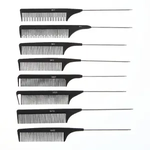 Plastic Customized Hair Salon Black Comb Kits Wide Tooth Pick Comb Hairstyling Tools Anti-static Afro Hair Comb