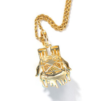 Hip Hop personnalisé glacé Cz coloré terre pendentif collier hommes rappeur bijoux rue danse accessoire collier