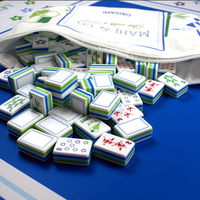 Jeu de tuiles de mahjong américain Origami Star, 160 pièces en acrylique, gravées avec des colibris en bambou, avec tapis offert