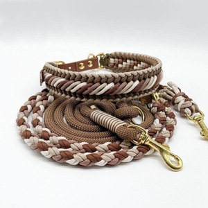 Personalizado hunde leine Hund y correa de perro hebilla de metal Nylon hecho a mano tejido macramé trenza Paracord perro <span class=keywords><strong>collar</strong></span> y correa conjunto - Product Image 3