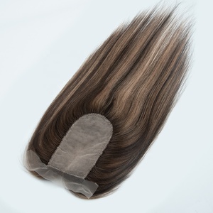 ท็อปเปอร์ผมแท้ยุโรปแบบสั่งทำพิเศษ ขนาด 3x6 นิ้ว  ฐานผ้าไหม HD Lace  ความหนาแน่น 150%  ปมผมฟอกสี  ปกปิดหนังศีรษะ สำหรับผมบาง - Product Image 1