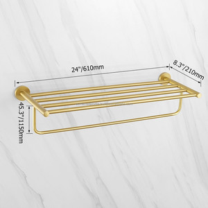 Elegant Gold Coated <b>Towel</b> <b>Stand</b> in Metal with Stylish Design Perfect for Wall Mounted Bathroom and Vanity Supplies Decor - Product Image 5