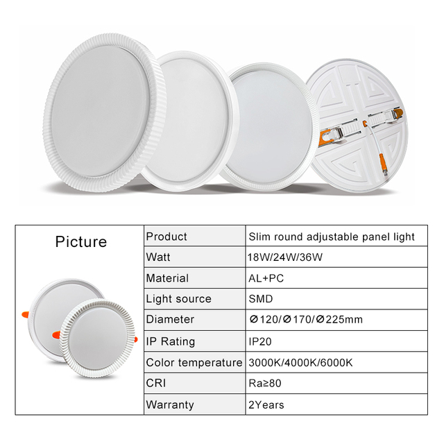 Professional Manufacturer 120/170/225MM 18W/24W/36W LED AL PC Modern Indoor Commercial Surface Mounted Panel Light Eco-Friendly