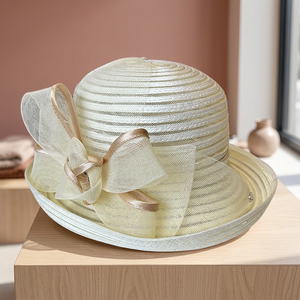 Chapeau Cloche YS pour Femme, Style Kentucky Church Derby, pour Fête du Thé, Mariage, avec Nœud Papillon, en Organza Gaufré, Polyester et Dentelle, Décontracté et Professionnel - Product Image 3