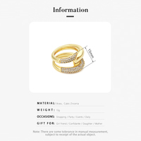 Double Couche Interlock CZ Band Rings Femmes Laiton Plaqué Or Étincelant AAA Zircon Bijoux Personnalisés Doigt Anillos Mujer