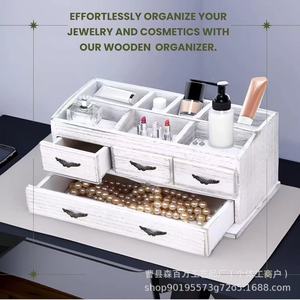Desktop Wooden Cosmetic Organizer <b>With</b> Drawers Makeup <b>Storage</b> Box Jewelry Holder <b>Dressing</b> <b>Table</b> <b>Storage</b> Cabinet - Product Image 4