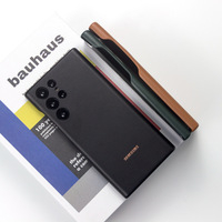 Étui de téléphone en cuir tout-en-un anti-choc pour Samsung Galaxy S23 Ultra, étui de téléphone simple de couleur unie pour Samsung S22