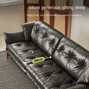 Canapé une place Mumo Furniture <span class=keywords><strong>Monet</strong></span> Vintage en cuir PU ciré à l'huile, style français antique, noir, rangée droite, salon, nouveau produit - Product Image 4