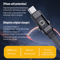 Câble de charge rapide 4 en 1 avec affichage numérique 100W, PD 27W, cordon de charge multifonction tressé en nylon pour téléphone et ordinateur portable