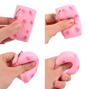 CHENXI Jouet anti-stress créatif en forme de gâteau de riz rose, à presser, porte-clés DIY pour enfants unisexe - Product Image 6