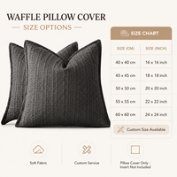 Housse de coussin respirante à texture gaufrée carrée, housse de coussin décorative