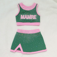 Vente en gros personnalisé Sparkle Rhinestones Cheer and Dance Practice Set-Ensemble haut court sans manches et jupe trapèze pour vêtements d'entraînement pour enfants