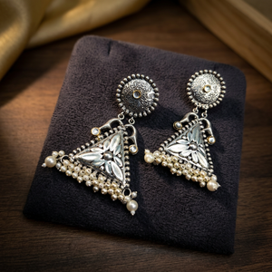 Pendientes Chand Bali de Plata Réplica, Ligeros, Colgantes, para Uso Casual y Fiestas, Hechos a Mano, Producto al por Mayor - Product Image 3