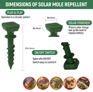 Güneş enerjili köstebek kovucu Stakes açık yılan groundgogogovole kovucu Sonic caydırıcı sivri cihaz çimler için Yard - Product Image 5