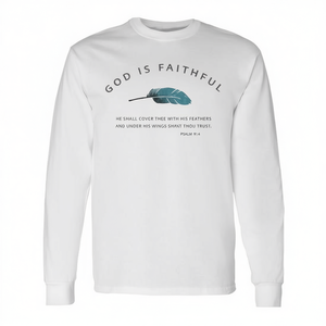 Camiseta de manga larga con versículo bíblico cristiano: Dios es fiel, Salmo 91, KJV - Product Image 2