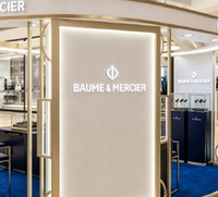 Vitrine LED Circulaire Bleue et Dorée de Luxe pour Montres – Présentoir Pop-Up pour Marques de Montres de Luxe – Dimensions Personnalisables