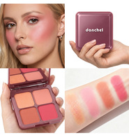 Palette de fard à joues 4 couleurs, poudre minérale douce, longue tenue, contour naturel des joues, fard à joues mat, rouge à lèvres en poudre
