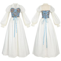 Robe Gothique Médiévale d'Halloween pour Femme, Style Renaissance Vintage, Robe de Pirate à Col Cœur, Robe de Cour Unie, pour Banquet Formel et Soirée de Bal
